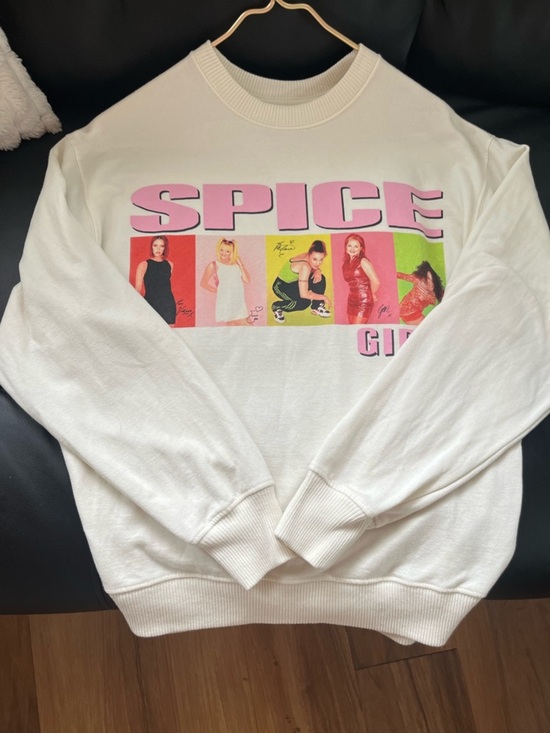Hollister Sweaters - Hollister Cream & Pink retro 90s Graphic Spice Crewneck size XXS Oversize
